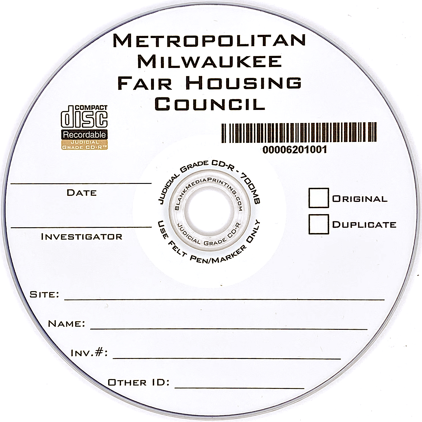 Judicial Grade CD-R™ (Actual Printed Disc) Judicial Grade CD-R™