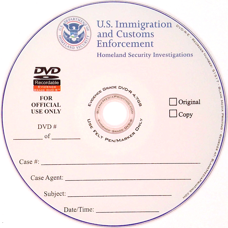 Evidence Grade DVD-R Physical Disc