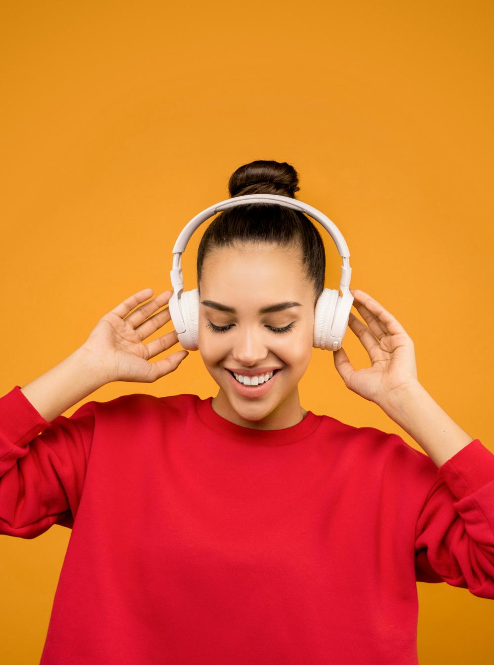 Lady with headphones