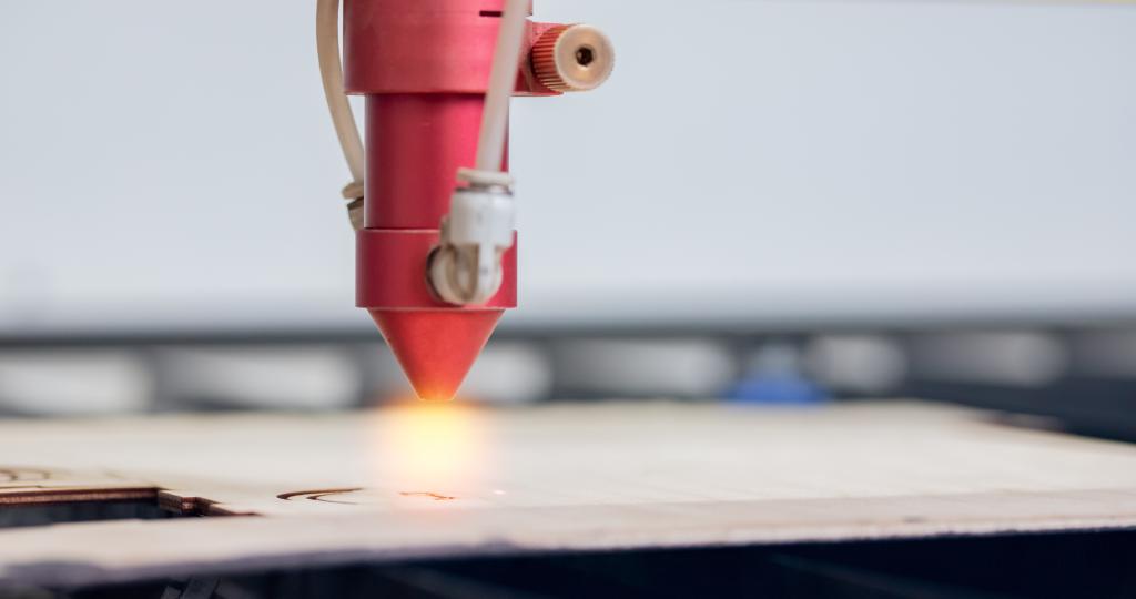 A CNC laser engraving wood.