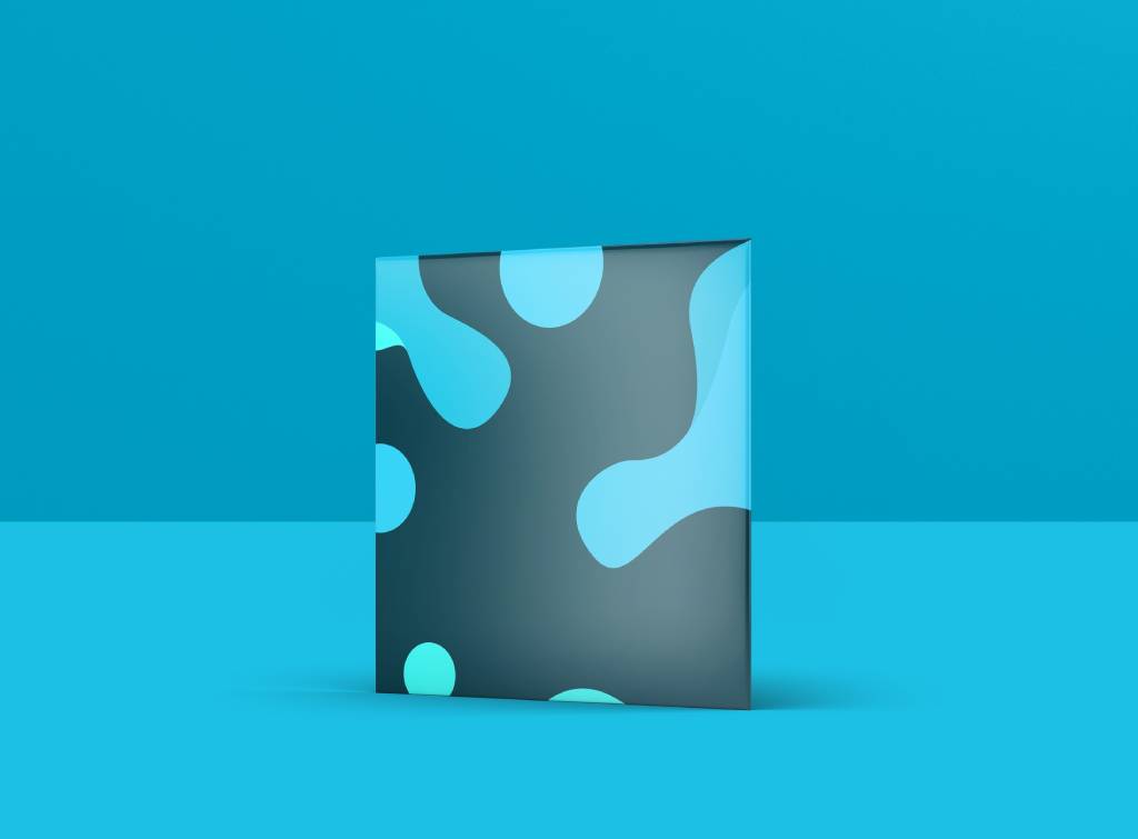 Blue and black CD sleeve with blue background