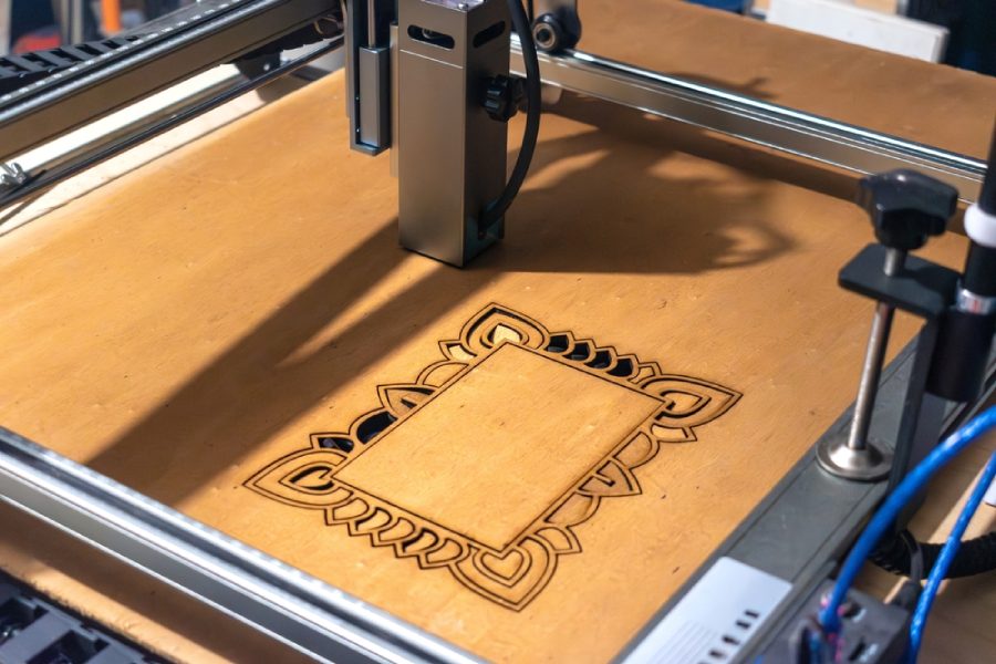 Laser engraving and cutting, using reclaimed wood
