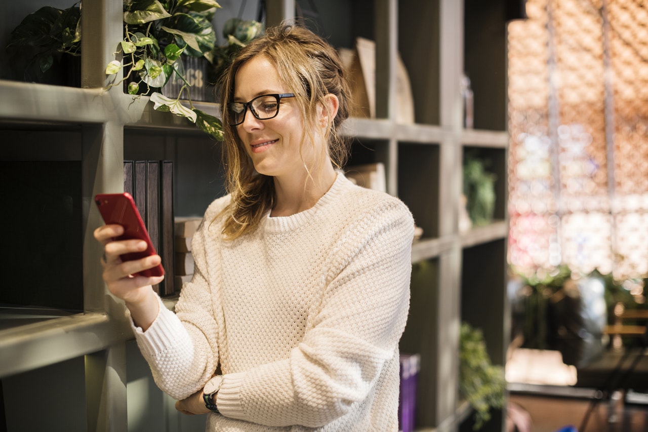 woman using phone