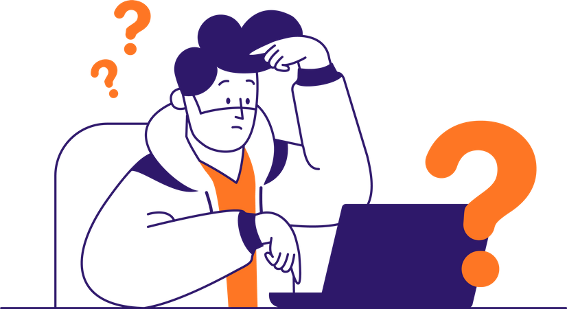 FAQ - Illustration of Person Looking at a computer