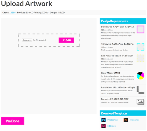 Upload Artwork Screen