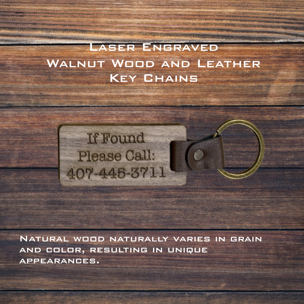 Laser Engraved Walnut Key Chains