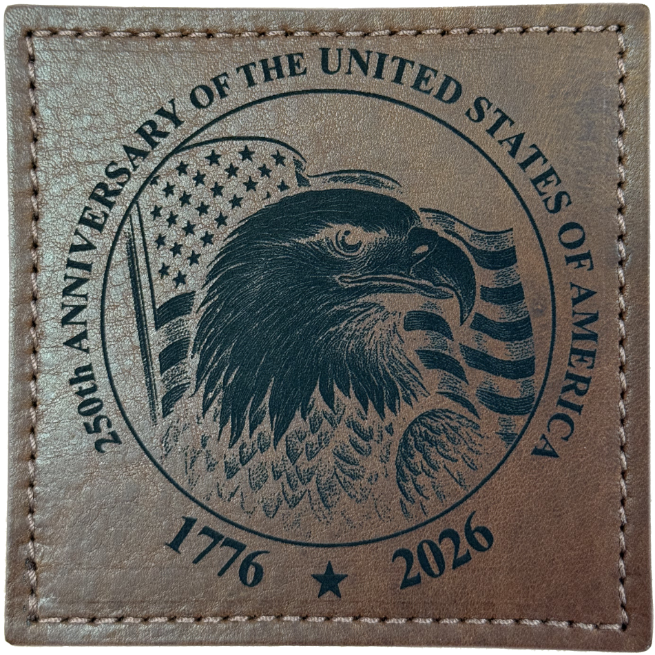 Anniversary USA - 250 Year Coasters Made with USA Cow Hide Anniversary USA - 250 Year Coasters Made with USA Cow Hide