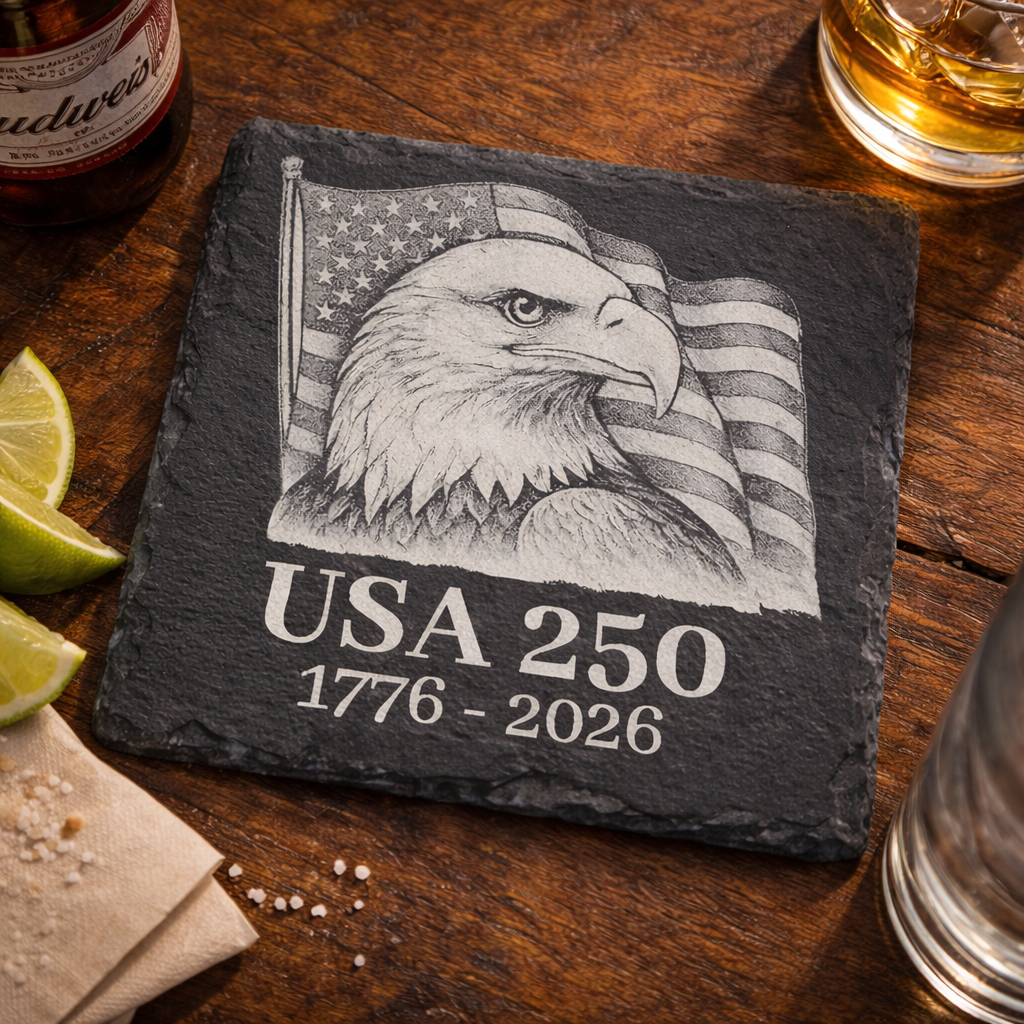 Anniversary USA - 250 Year Square Stone Coasters 