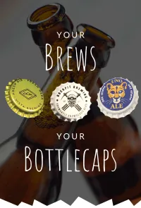 Custom printed beer caps featuring high-resolution, full-color UV graphics.