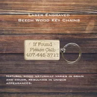 Laser Engraved Beech Wood Key Chains